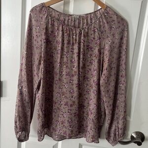 Gerard Darel Dusty Purple Floral Long Sleeve Top Sz 44